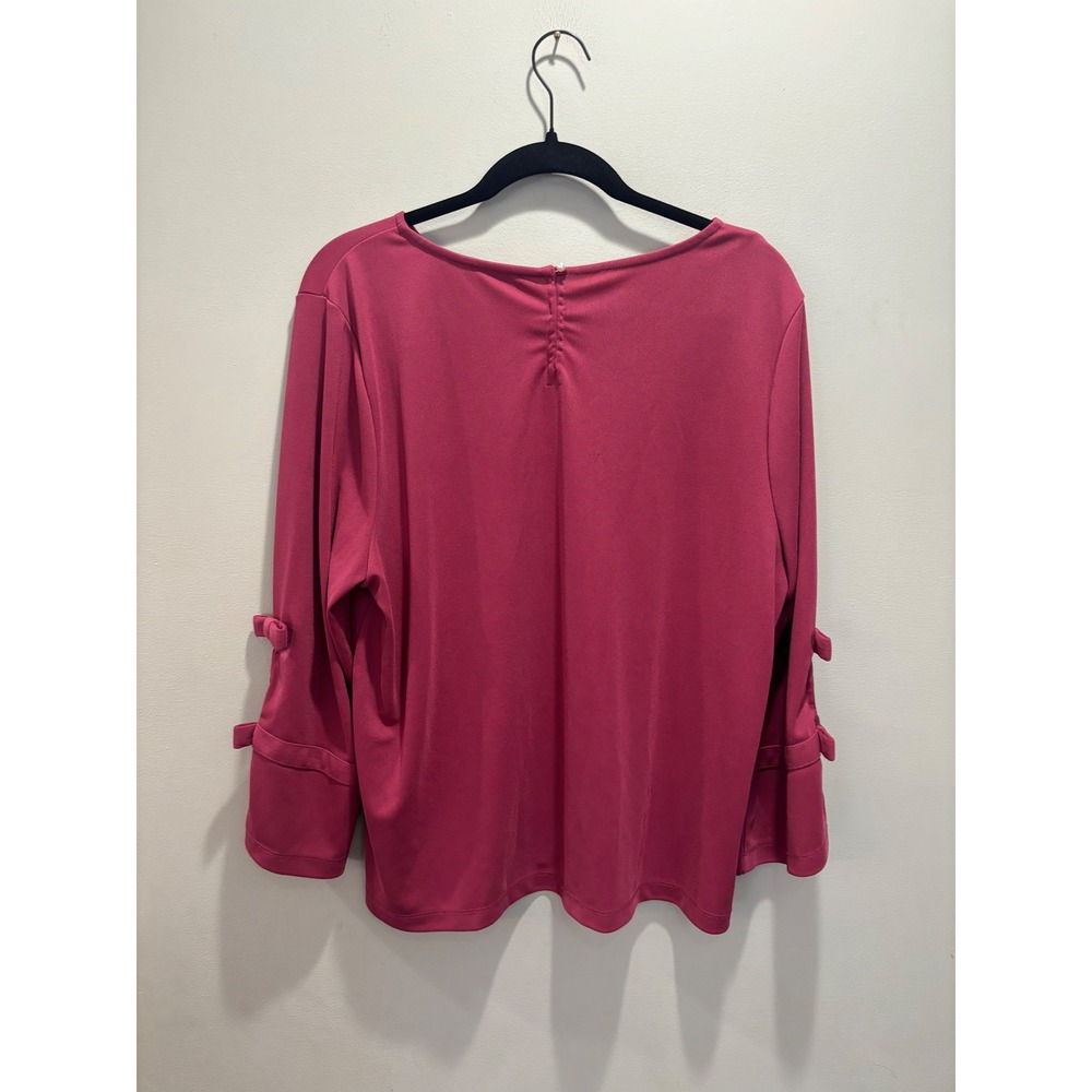Karl Lagerfeld Paris Womens XL Pink 3/4 Sleeve Bow Cuff Top Blouse‎ - Picture 2 of 10